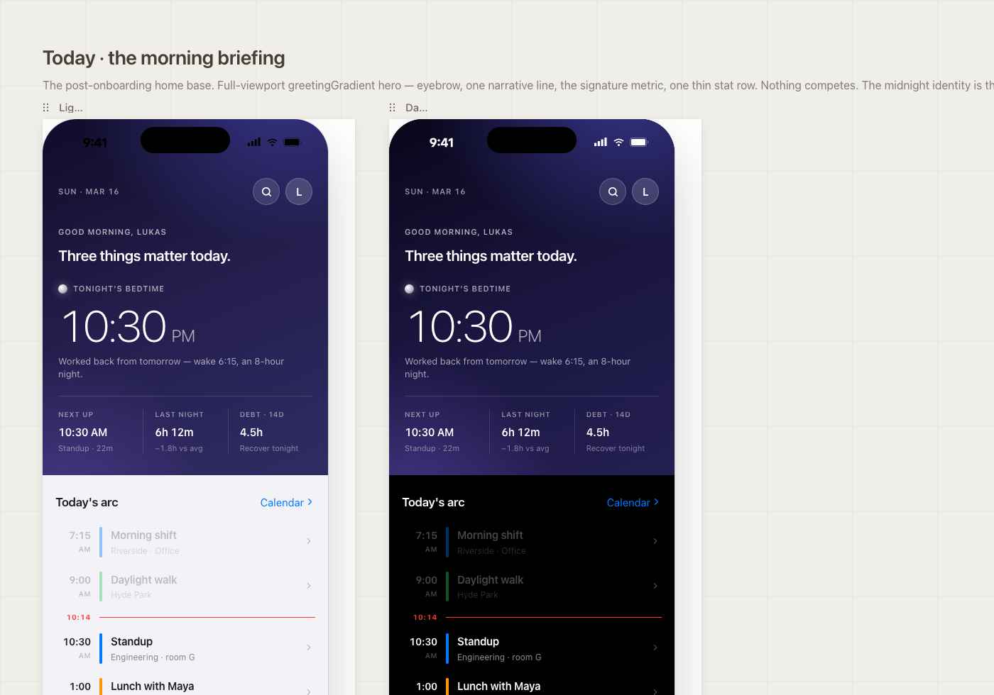 Today redesign — light and dark